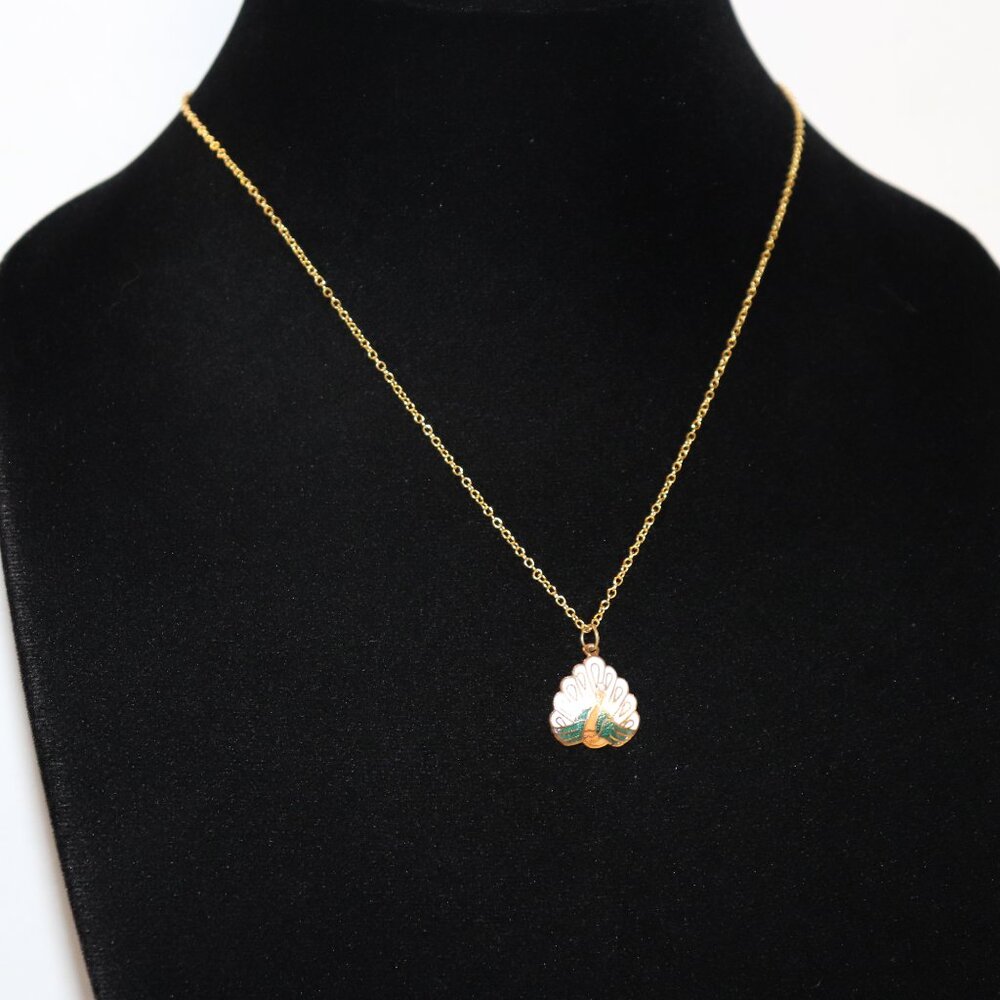 Beautiful vintage gold peacock necklace 18" - Picture 4 of 5